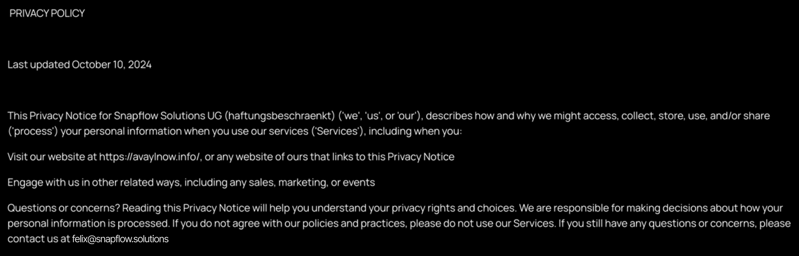 Privacy Policy Header